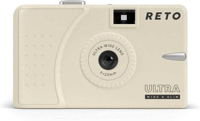 RETO Ultra Wide and Slim 35mm Reusable Daylight Film Camera - 22mm Wide Lens, Focus Free, Light Weight, Easy to Use (Cream) - Image 1